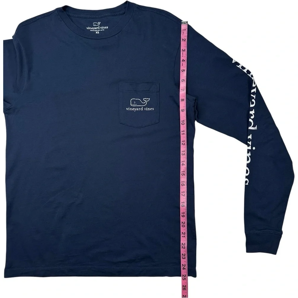 Vineyard Vines Vintage Whale Long-Sleeve Pocket‎ Tee Blue Blazer Size X-Small - Picture 13 of 14